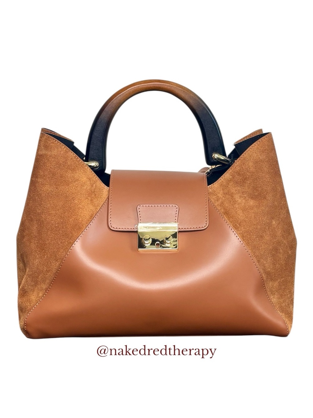 NWT - Claudia Firenze Genuine Italian Leather & Suede | Isa Satchel Bag | Cognac